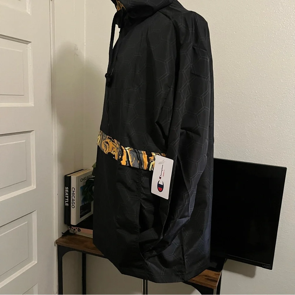 Champion Unisex Savinthebees Black & Yellow Honeycomb Anorak Windbreaker NWT S-M - Picture 5 of 11